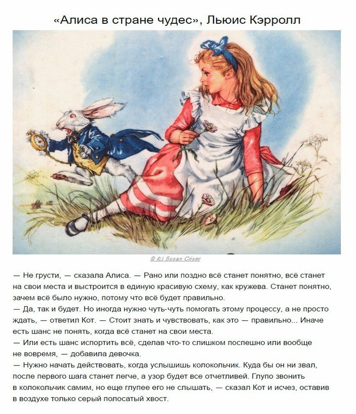 Алиса можно историю. Кэрролл Льюис "Алиса в стране чудес". Льюис Кэрол «Алиса в стране чудес». Алиса в стране чудес не грусти сказала. Что сказала Алиса в стране чудес.