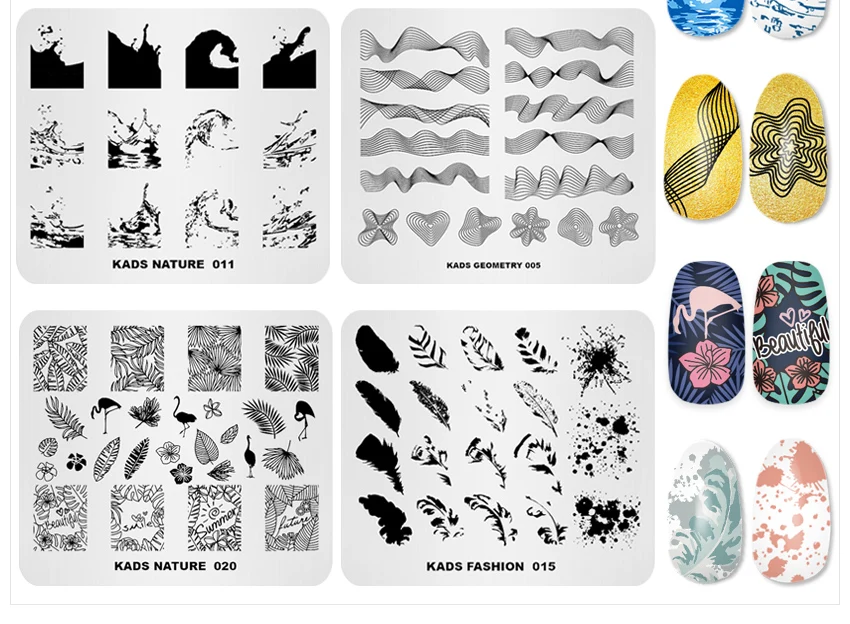 Kads. Пластина kads nature 011. Пластина kads Geometry 001. Печать на ногтях. Как называется рисунок на ногтях штампом.