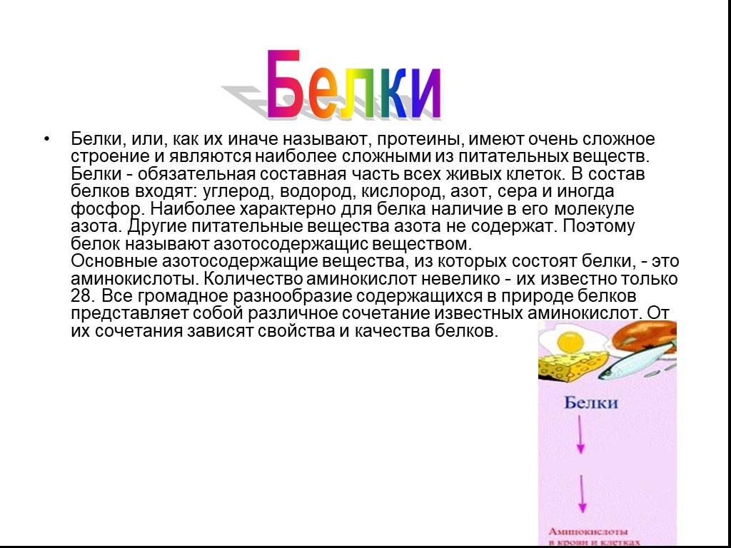 Белки основа жизни проект