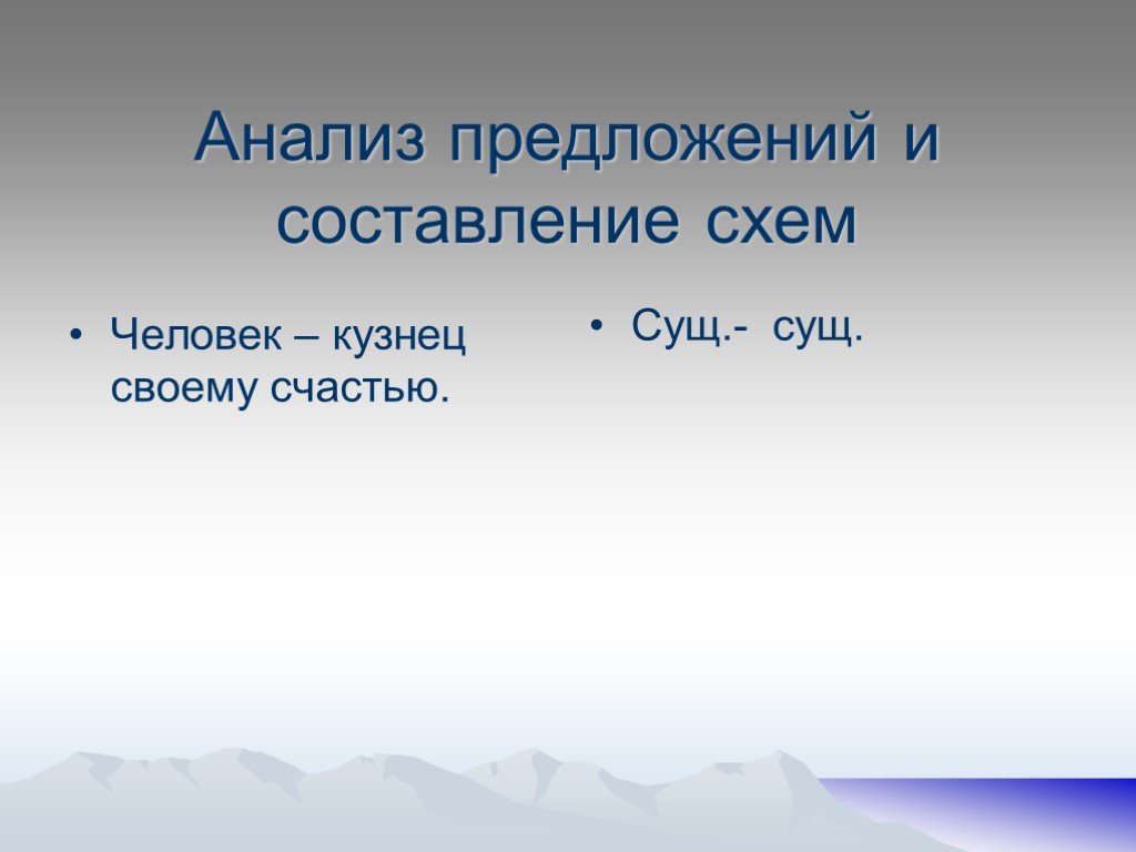 Человечество предложение. Человек кузнец своего счастья разбор предложения. Кузнец своего счастья сказуемое?. Человек кузнец своего счастья подлежащее и сказуемое. Человек кузнец своего счастья тире.