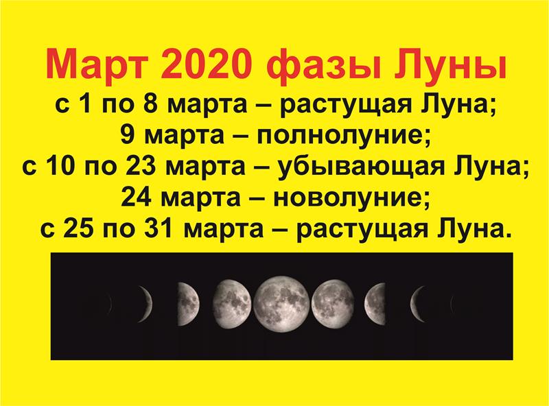Когда в марте 2024г растущая луна начинается