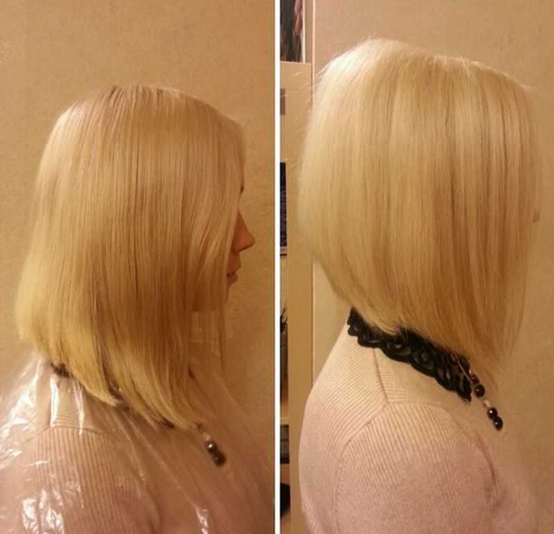 Каре с нарощенными волосами фото до и после