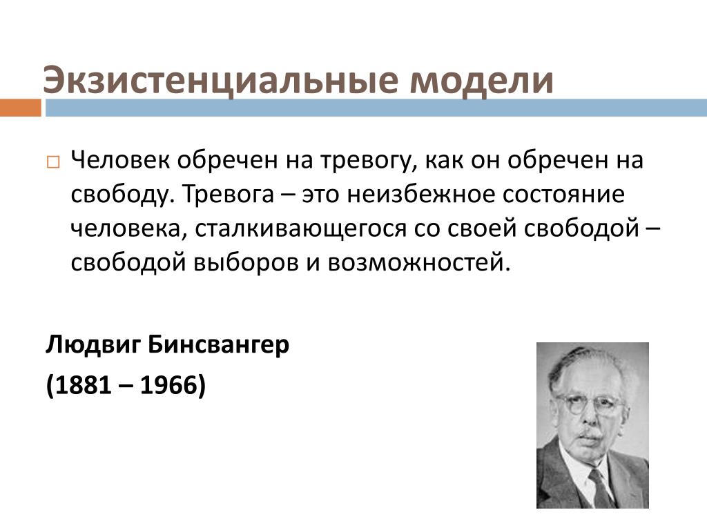 Экзистенциально. Людвиг Бинсвангер (1881-1966). Экзистенциализм высказывания. Личность в экзистенциализме. Человек обречен на свободу.