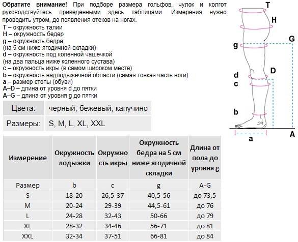 Компрессионные чулки для беременных размеры