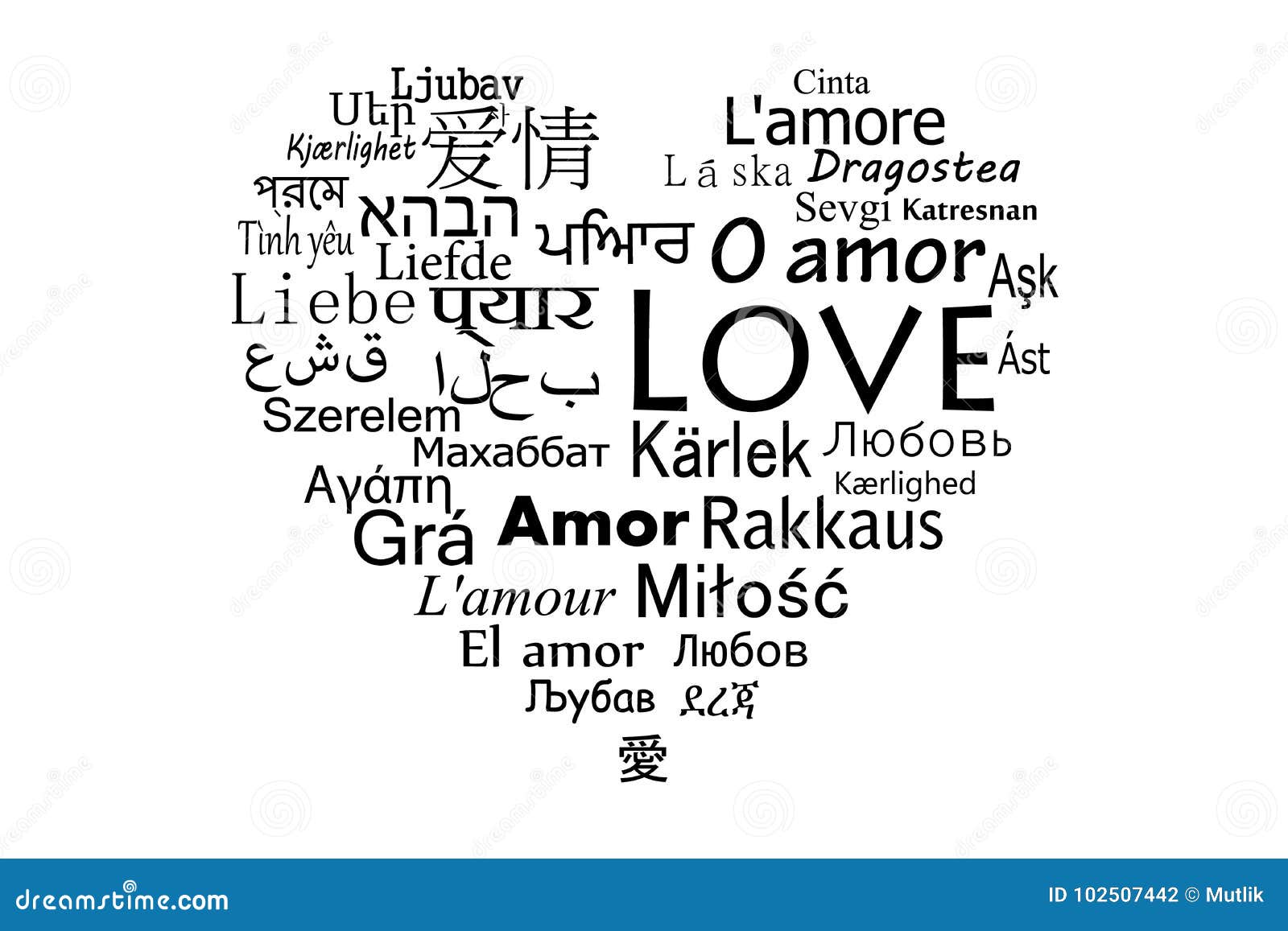 Слово люблю на разных языках